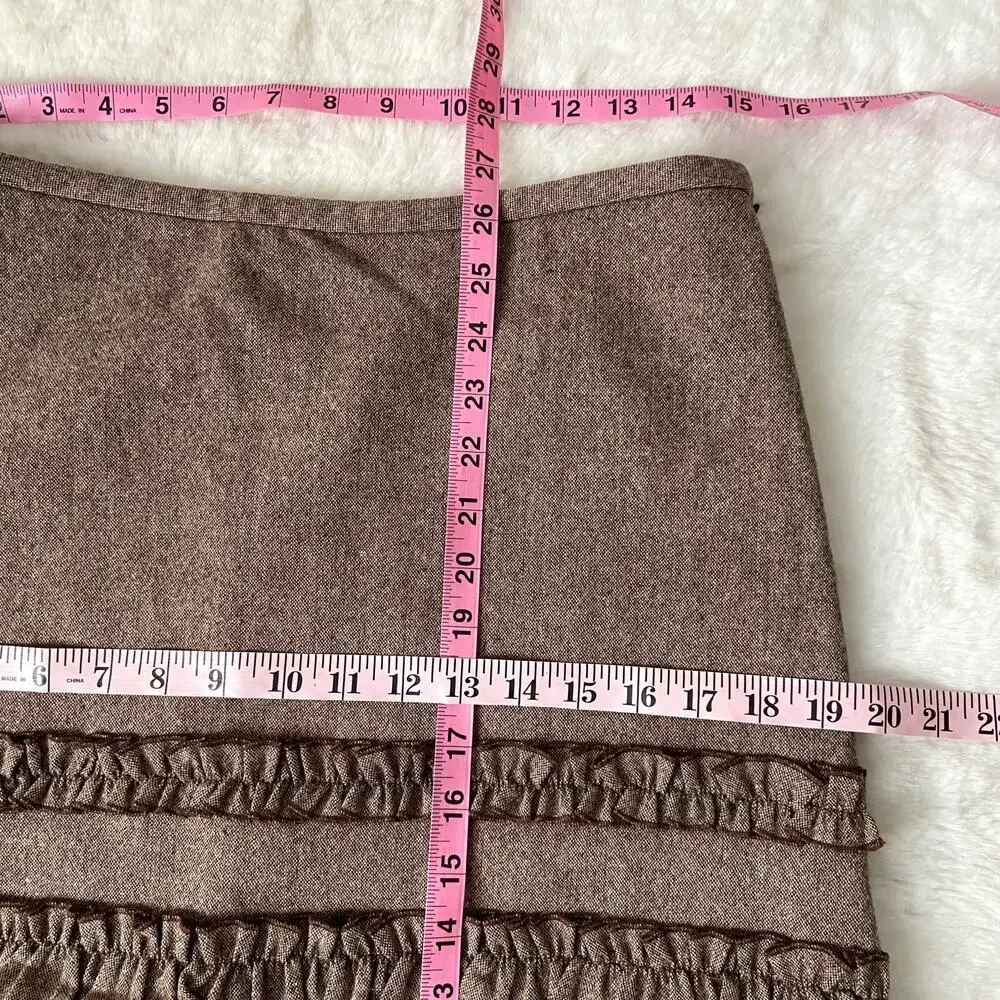 Loft Ruffled Wool Blend Midi Skirt Size 6